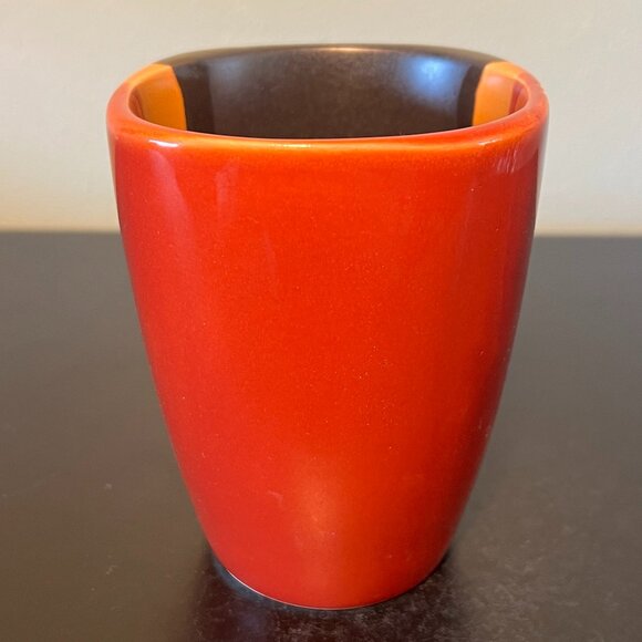 HomeTrends BAZAAR Pattern Stoneware Mug Burnt Red, Black Orange & White Stripes - Picture 7 of 15